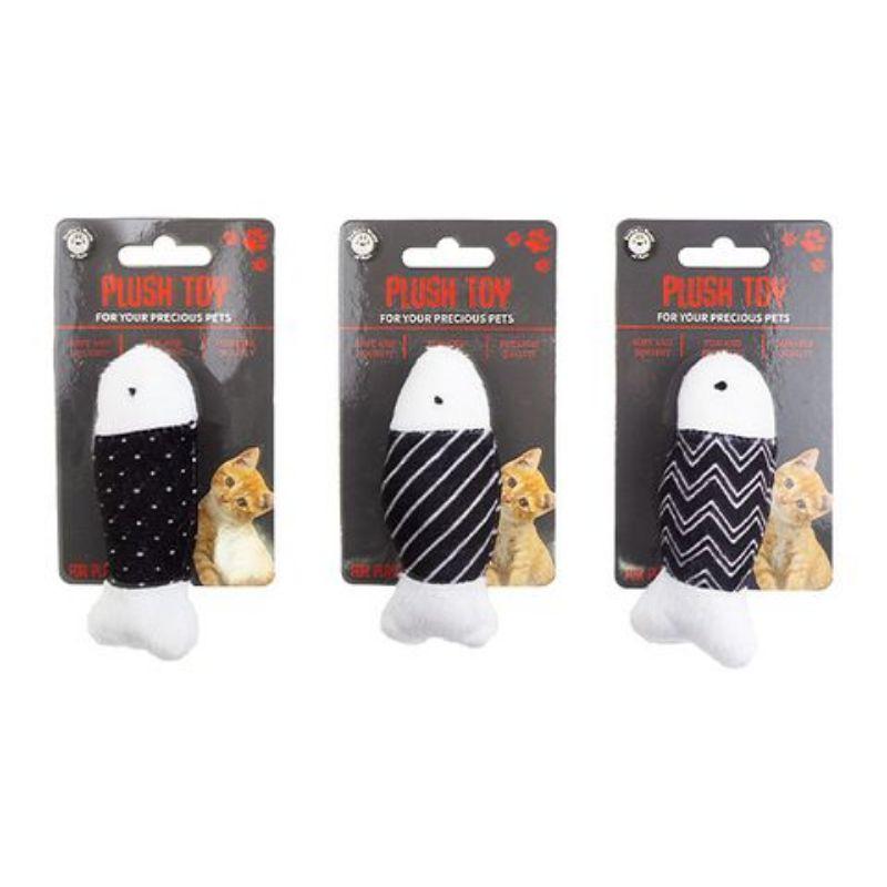 Black & White Plush Cat Toy - 11cm