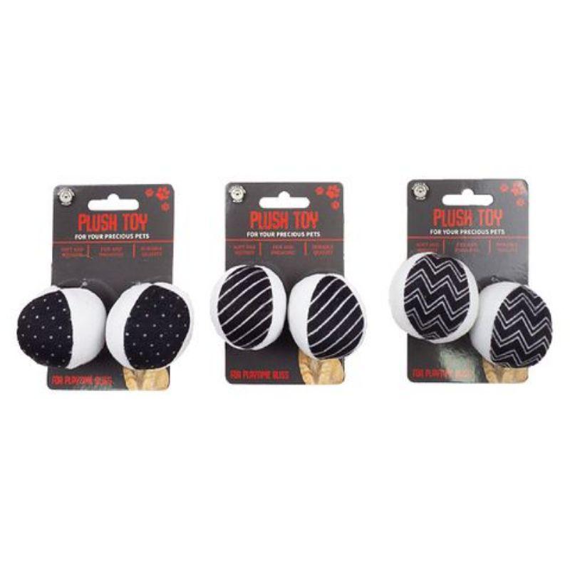 2 Pack Black & White Plush Cat Toy - 5.5cm