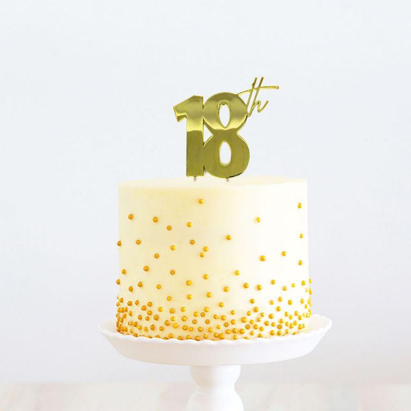 Gold 18th Metal Cake Topper - 210mm x 110mm