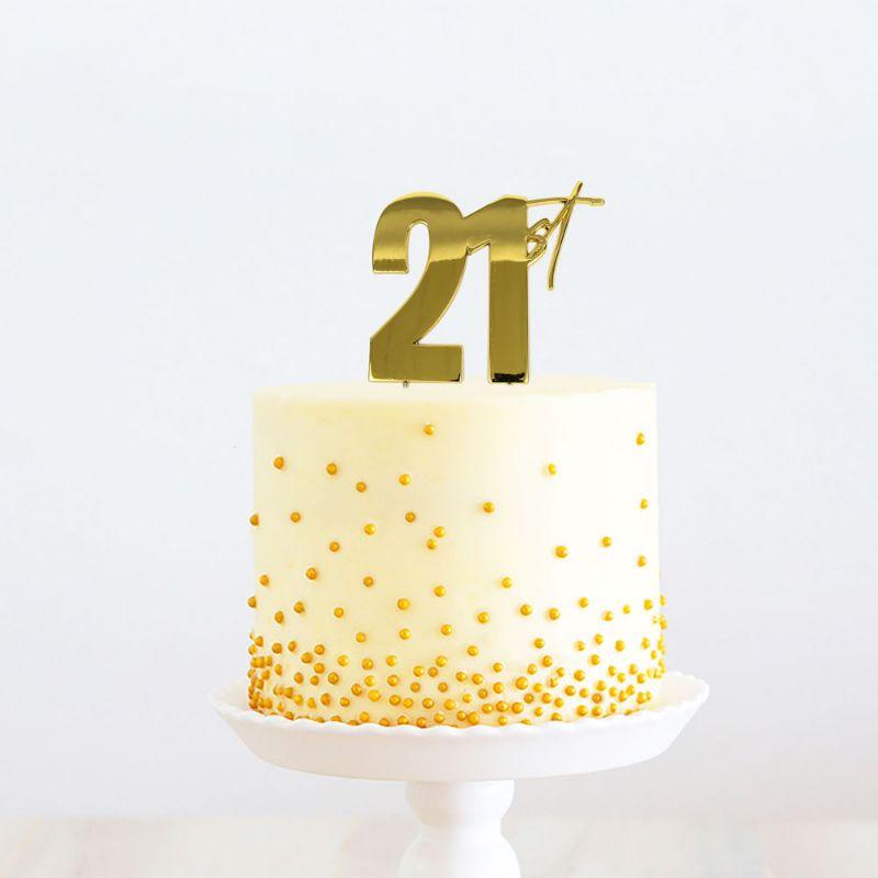 Gold 21st Metal Cake Topper - 210mm x 110mm