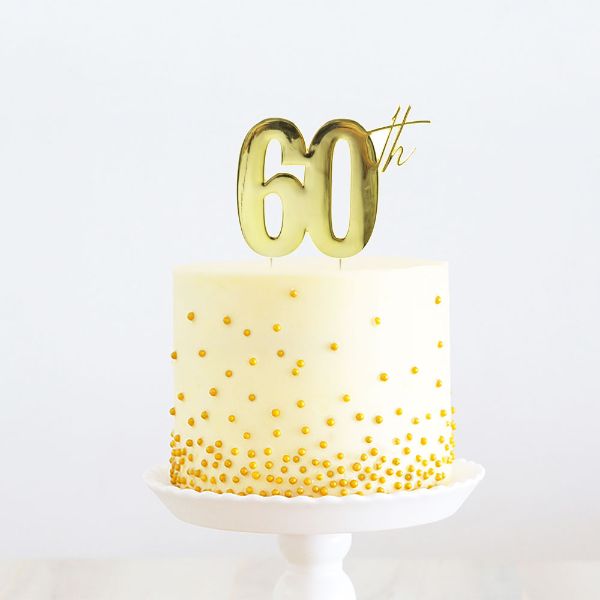 60th Gold Medal Cake Topper - 9cm