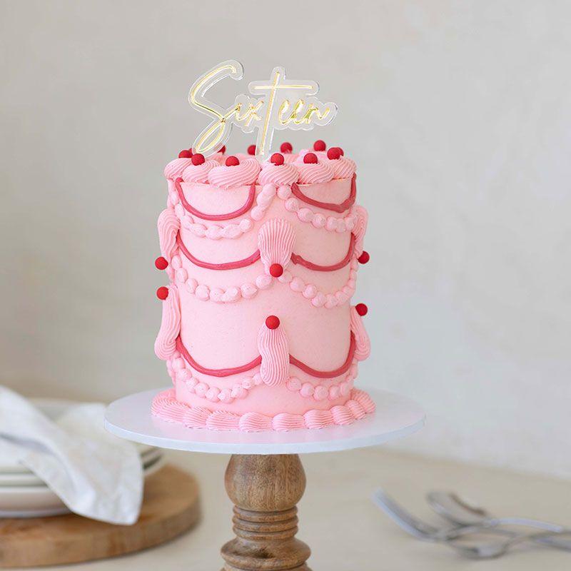 Gold & Opaque Layered SIXTEEN Cake Topper - 80mm