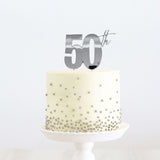 Load image into Gallery viewer, Silver 50th Metal Cake Topper - 9cm x 11cm