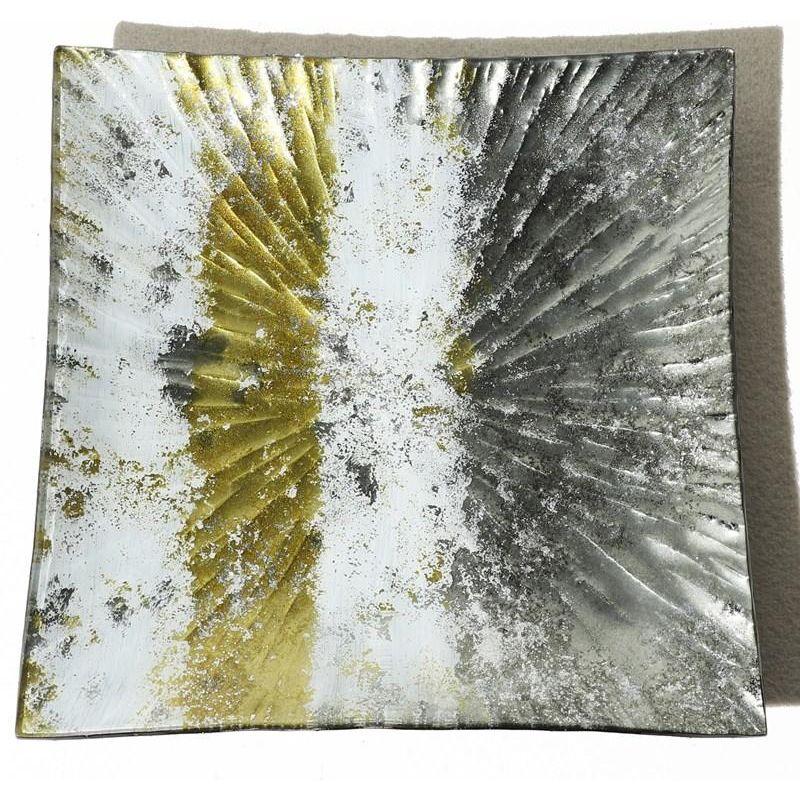 Silver Fire Glass Plate - 19cm x 19cm
