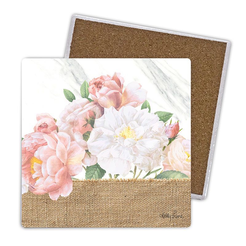 4 Pack Pretty in Pink Ceramic Coasters - 10cm x 10cm