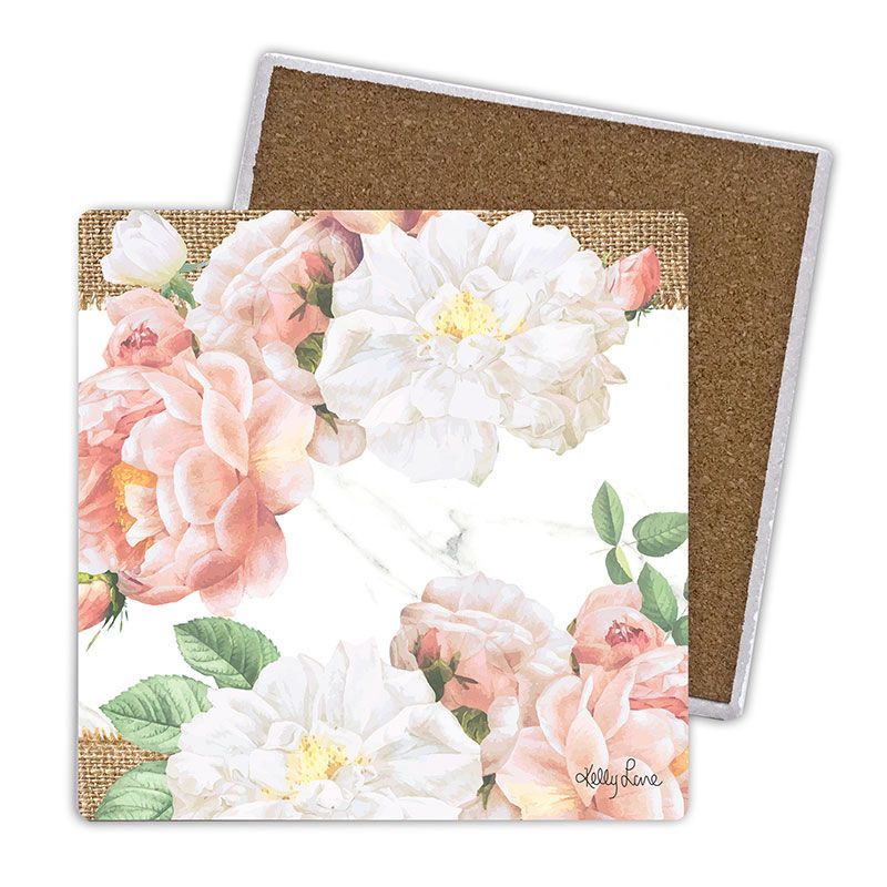 4 Pack Pretty in Pink Ceramic Coasters - 10cm x 10cm