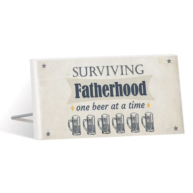 Fathers Day Vintage Fatherhood Sentiment Plaque - 10cm x 20cm