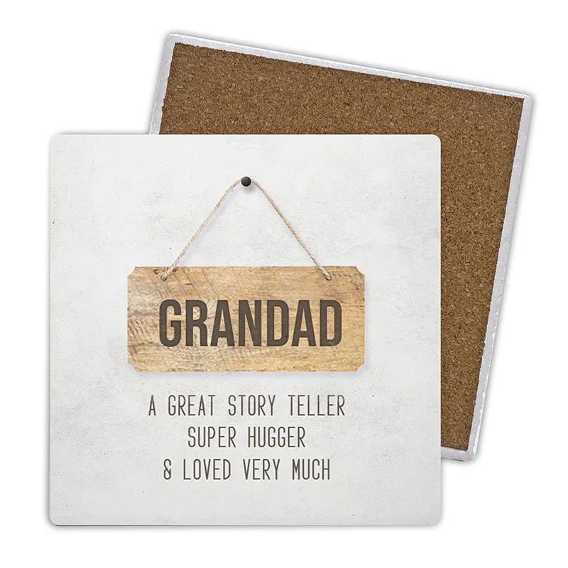 Set of 4 Fathers Day Vintage 9 Square Ceramic Coasters - 10cm x 10cm