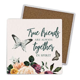 Load image into Gallery viewer, 4 Pack Rose Ceramic True Friends Coaster Gift Box - 10cm x 10cm