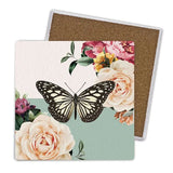 Load image into Gallery viewer, 4 Pack Rose Ceramic Butterfly Coaster Gift Box - 10cm x 10cm