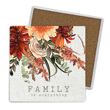 Load image into Gallery viewer, 4 Pack Cinnamon Ceramic Family Is Everything Coaster Gift Box - 10cm x 10cm