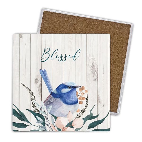 4 Pack Wren Ceramic Blessed Coaster Gift Box - 10cm x 10cm