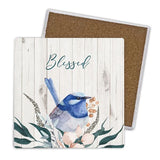 Load image into Gallery viewer, 4 Pack Wren Ceramic Blessed Coaster Gift Box - 10cm x 10cm