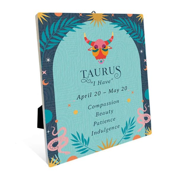 Zodiac Ceramic Taurus Sentiment Plaque - 12cm x 14cm