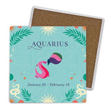 Load image into Gallery viewer, 4 Pack Ceramic Zodiac Aquarius Coaster Gift Box