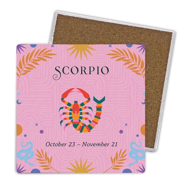 4 Pack Ceramic Zodiac Scorpio Coaster Gift Box
