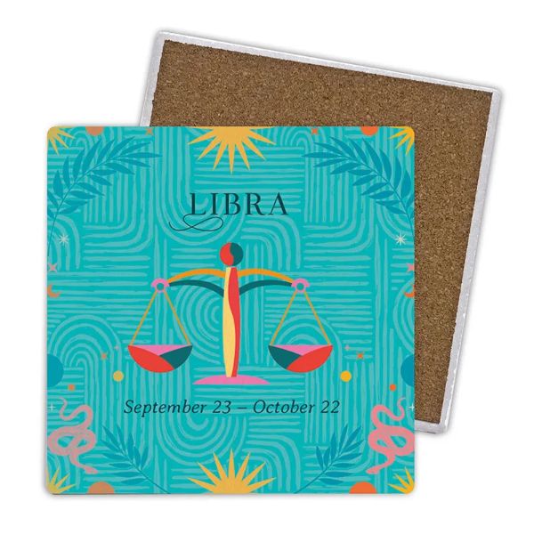 4 Pack Ceramic Zodiac Libra Coaster Gift Box