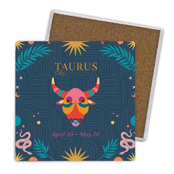 4 Pack Ceramic Zodiac Taurus Coaster Gift Box