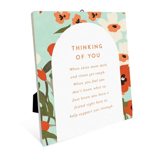 Flower Market Ceramic Thinking Of You Sentiment Plaque - 12cm x 14cm