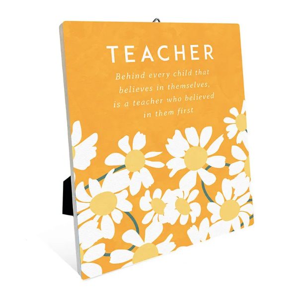 Flower Market Ceramic Teacher Sentiment Plaque - 12cm x 14cm