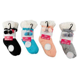 Load image into Gallery viewer, Girls Winter Sherpa Socks with Pompom and Anti Slip Grip - 4-7