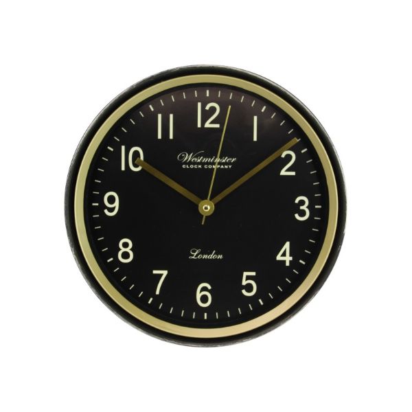 Black Clock With Gold Accents - 29cm