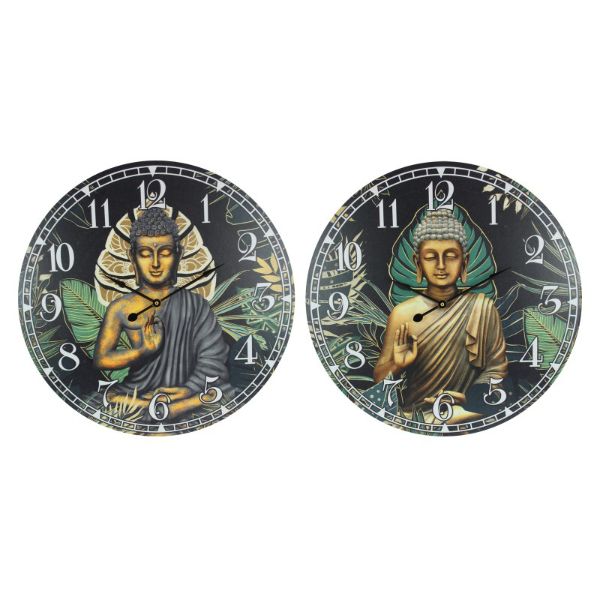 MDF Clock with Rulai Buddha Fern Design - 58cm