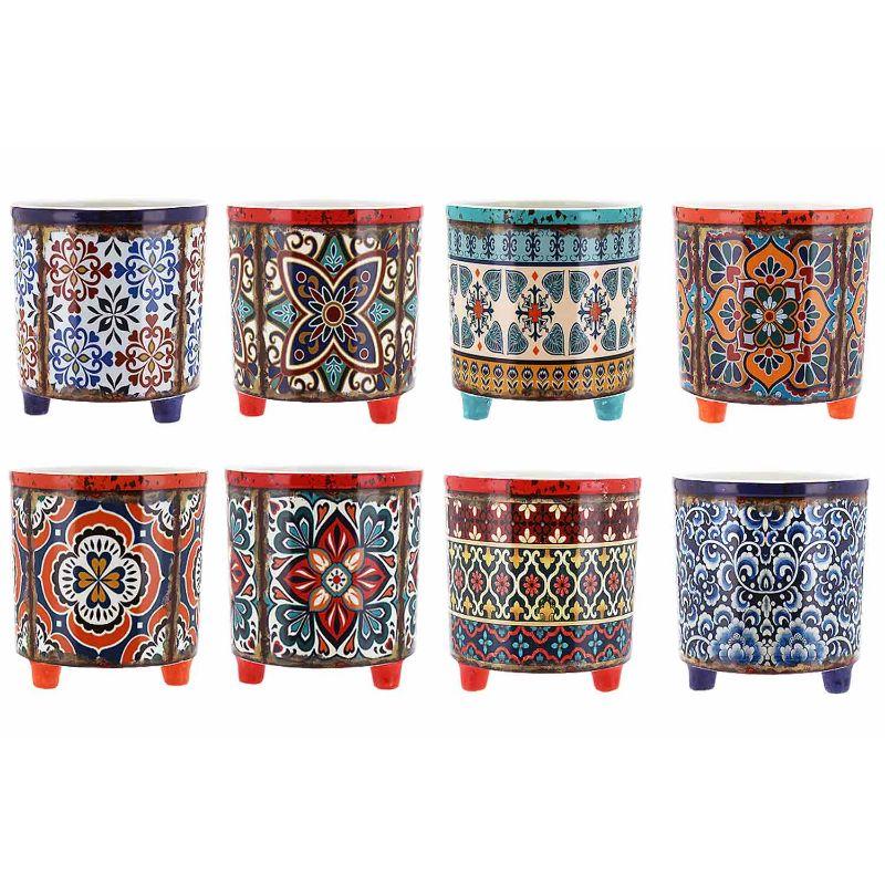 Mixed Round Pot with Feet - 14cm x 14cm x 15cm