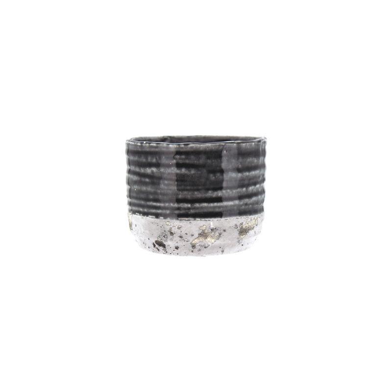 2 Tone Grey Round Ceramic Pot - 12.5cm x 10cm