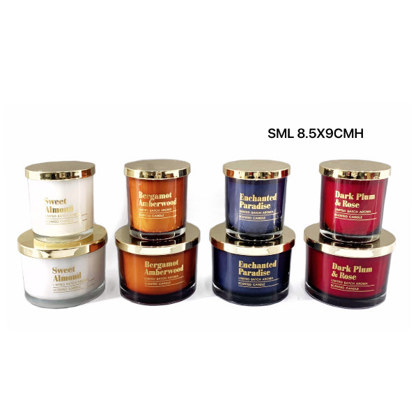 Elegant Glass Candle With Gold Lid - 8.5cm x 9cm