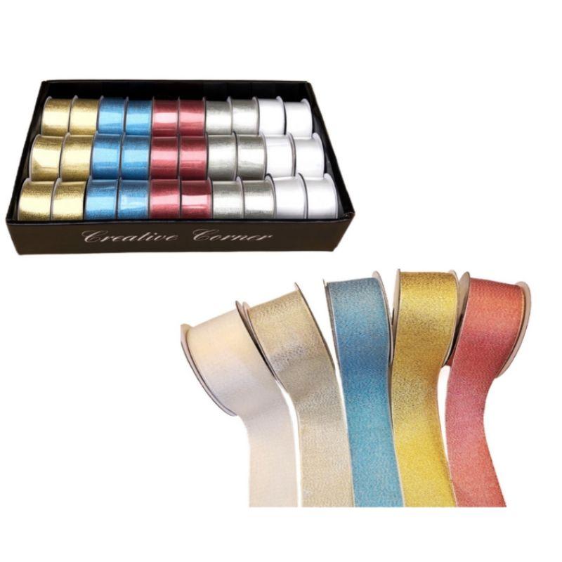 SHIMMER RIBBON 4CMX2M 5 COLOUR ASST