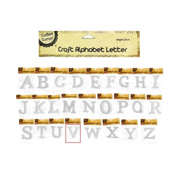 Craft White V Alphabet Letter - 20cm x 20cm