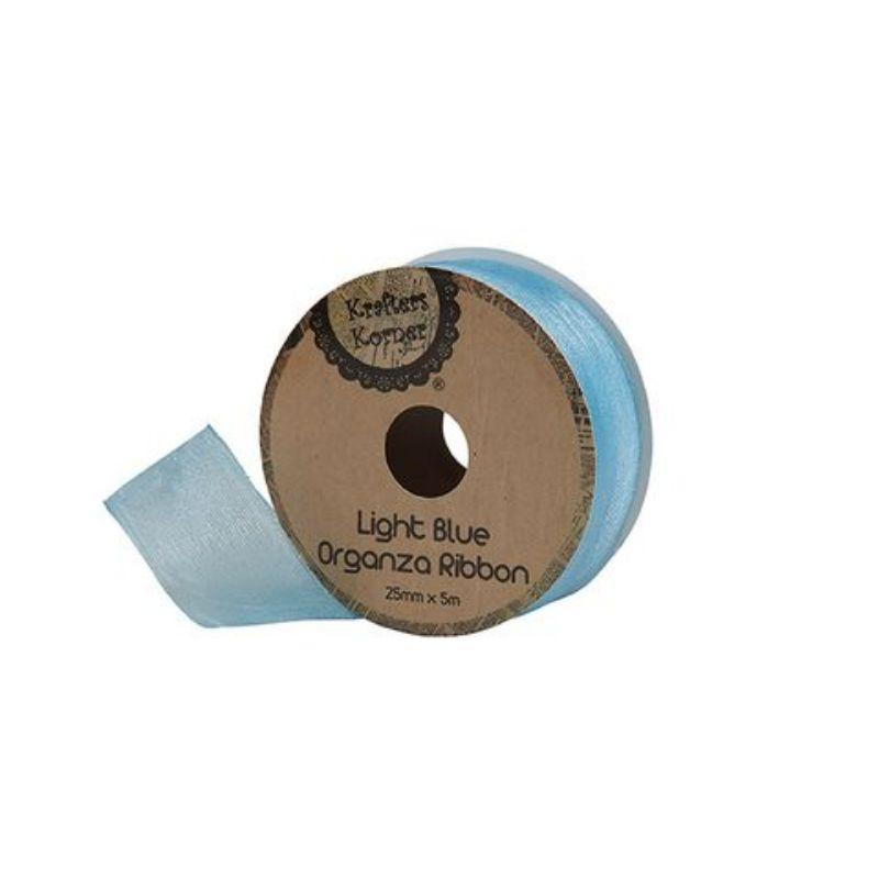Organza Light Blue Ribbon - 25mm x 5m