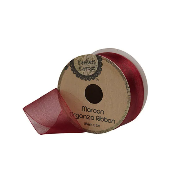 Maroon Organza Ribbon - 3.8cm x 5m