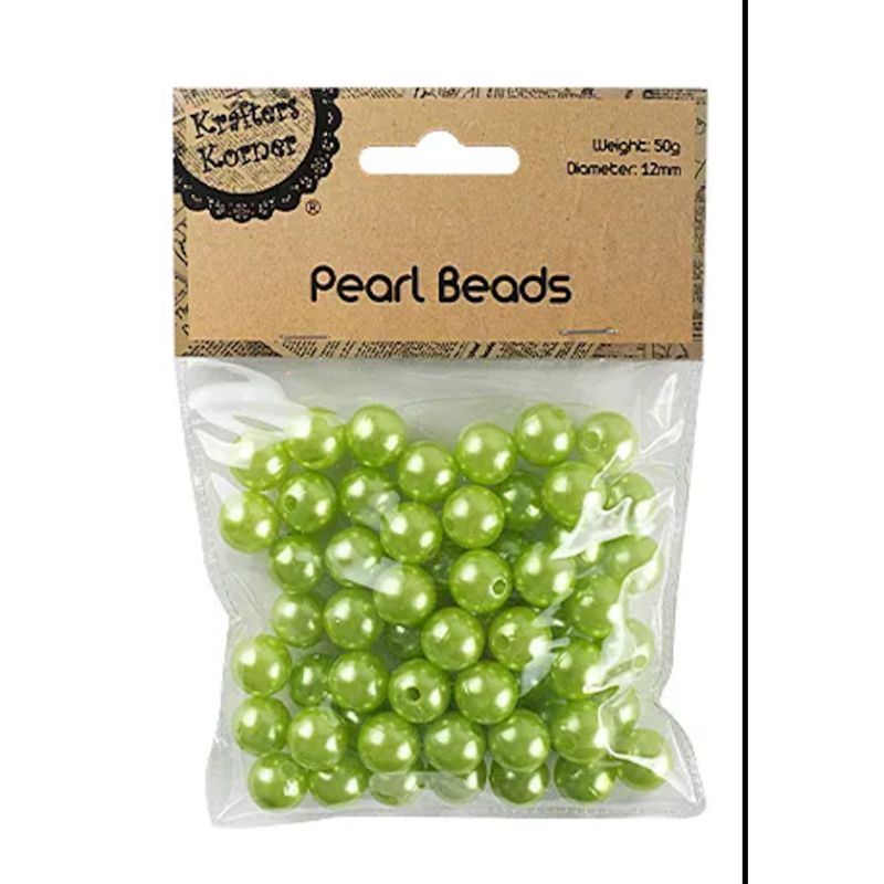 Lime Pearl Beads 12mm - 50g