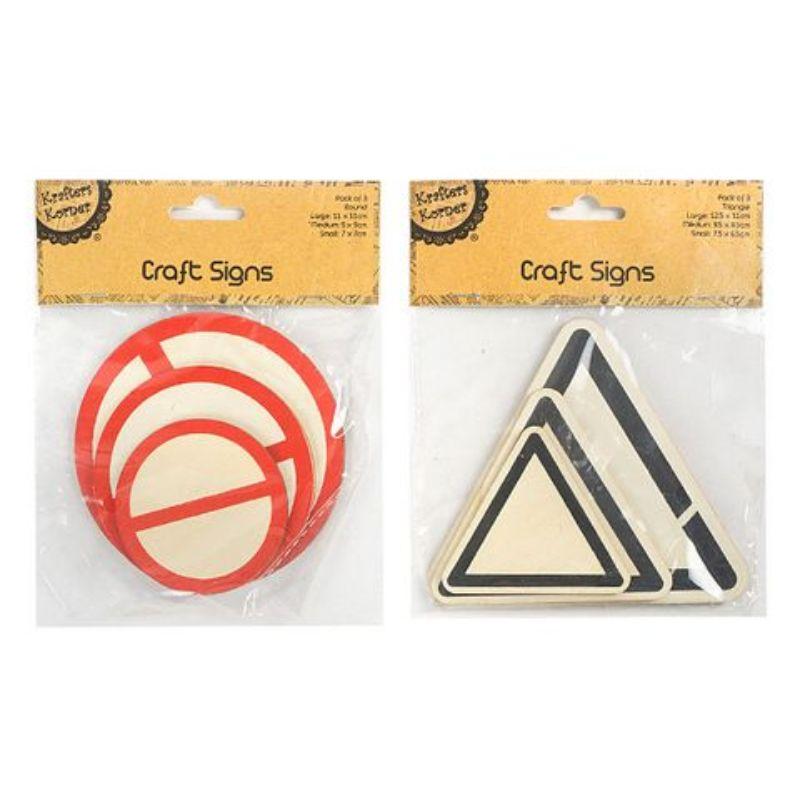 3 Wooden Craft Alert Signs