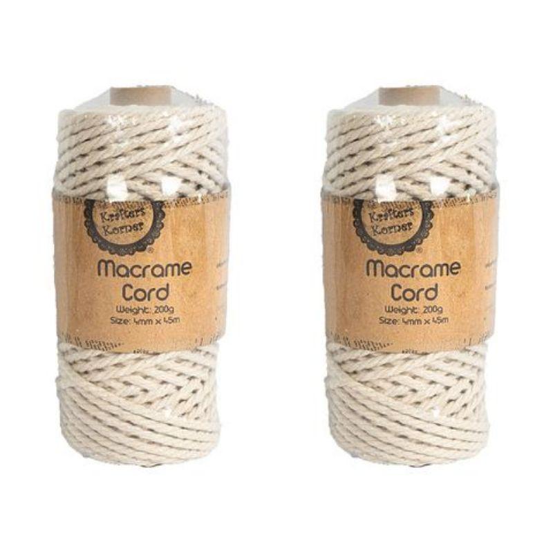 Twisted Macrame Rope - 4mm x 45m