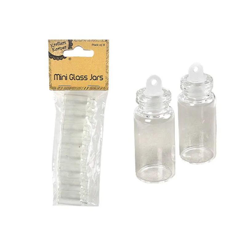 8 Pack Clear Mini Glass Jars with Stopper - 3.6cm x 1.5cm