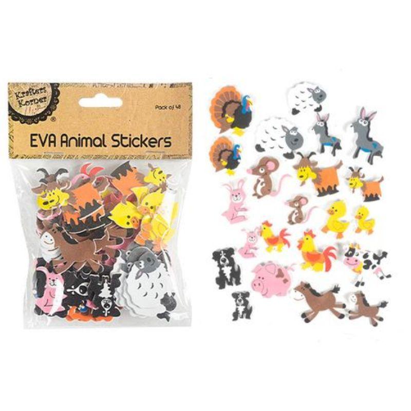 48 EVA Animals Stickers