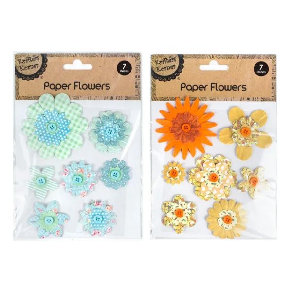 7 Pack Craft Paper Flowers - 14.2cm x 0.1cm x 19.9cm