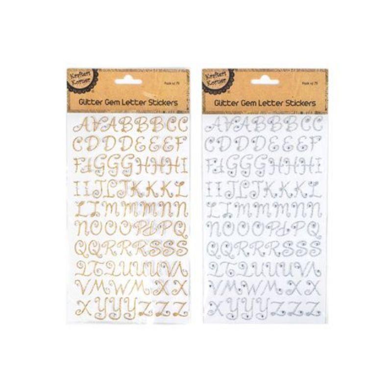 74 Piece Glitter Gem Letter Stickers