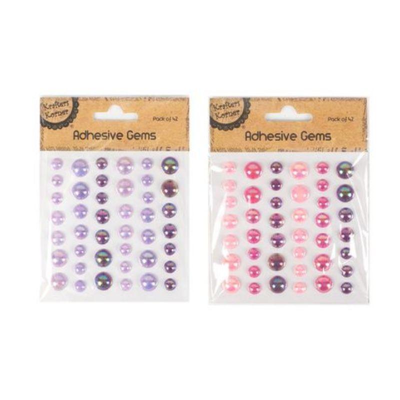 42 Piece Adhesive Cabachon Colour Gems