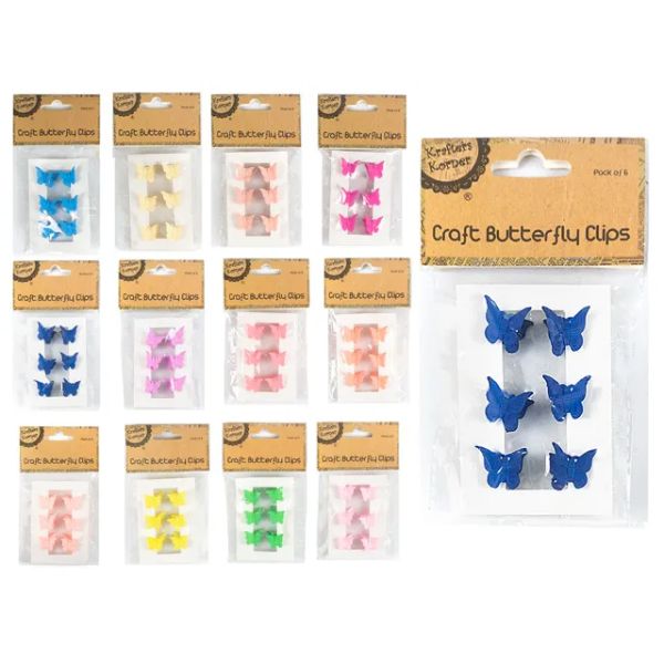 6 Pack Craft butterfly Clips - 1.8cm x 1.6cm x 1.8cm