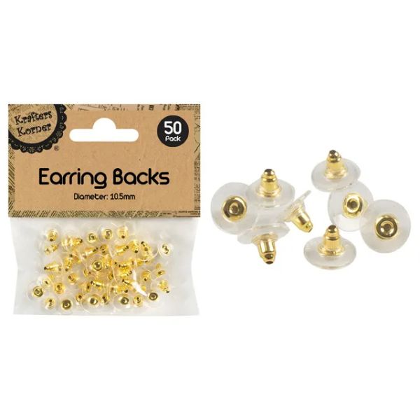 50 Pack Gold Earring Backs - 1.05cm