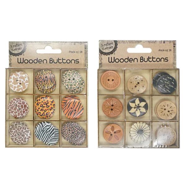 18 Pack Wooden Buttons