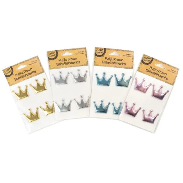 4 Pack Puffy Craft Crowns - 5cm x 3.5cm