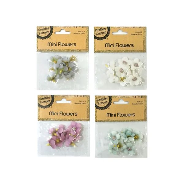 8 Pack Craft Mini Flowers - 2.5cm