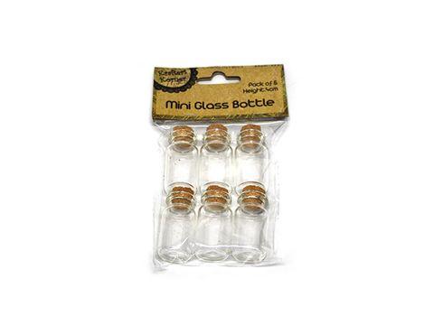 6 Pack Mini Glass Bottles with Cork Lid - 4cm