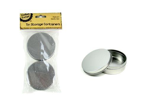 2 Pack Tin Storage Containers 7.5cm x 2.7cm