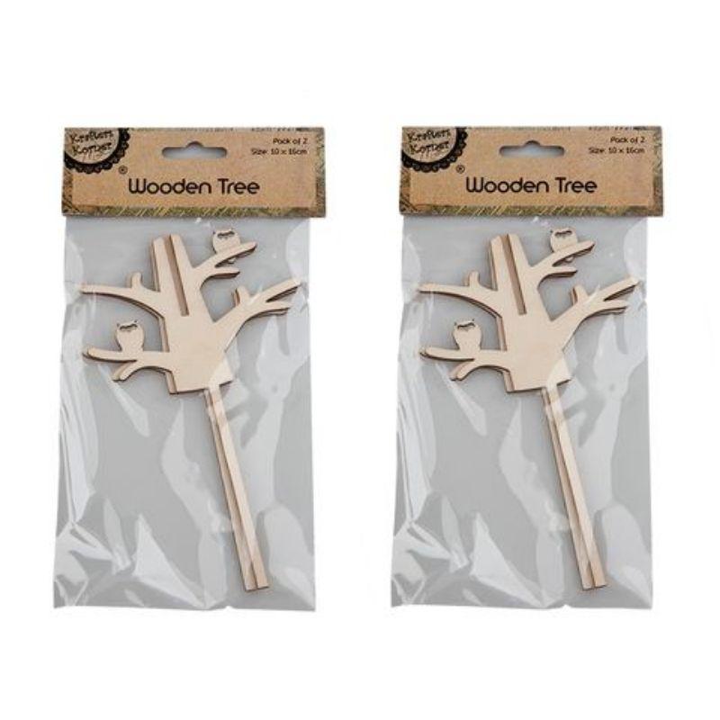 2 Pack Wooden Trees - 7.5cm x 16cm